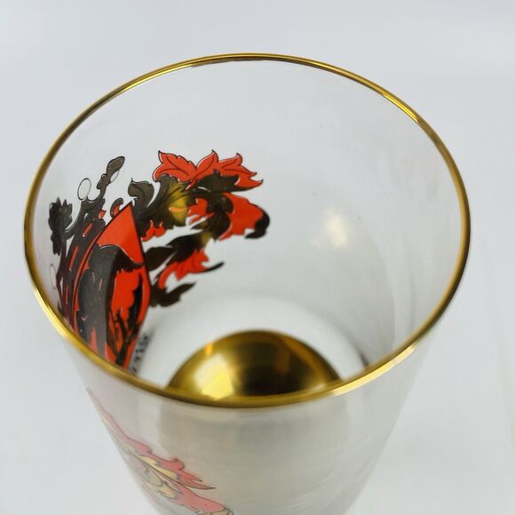 VTG Bruxelles Brussels Belgium Gold Rim Beer Glass 7" Coat of Arms Souvenir - Picture 6 of 8